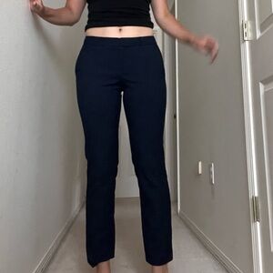 Dark navy plaid printed dress pants